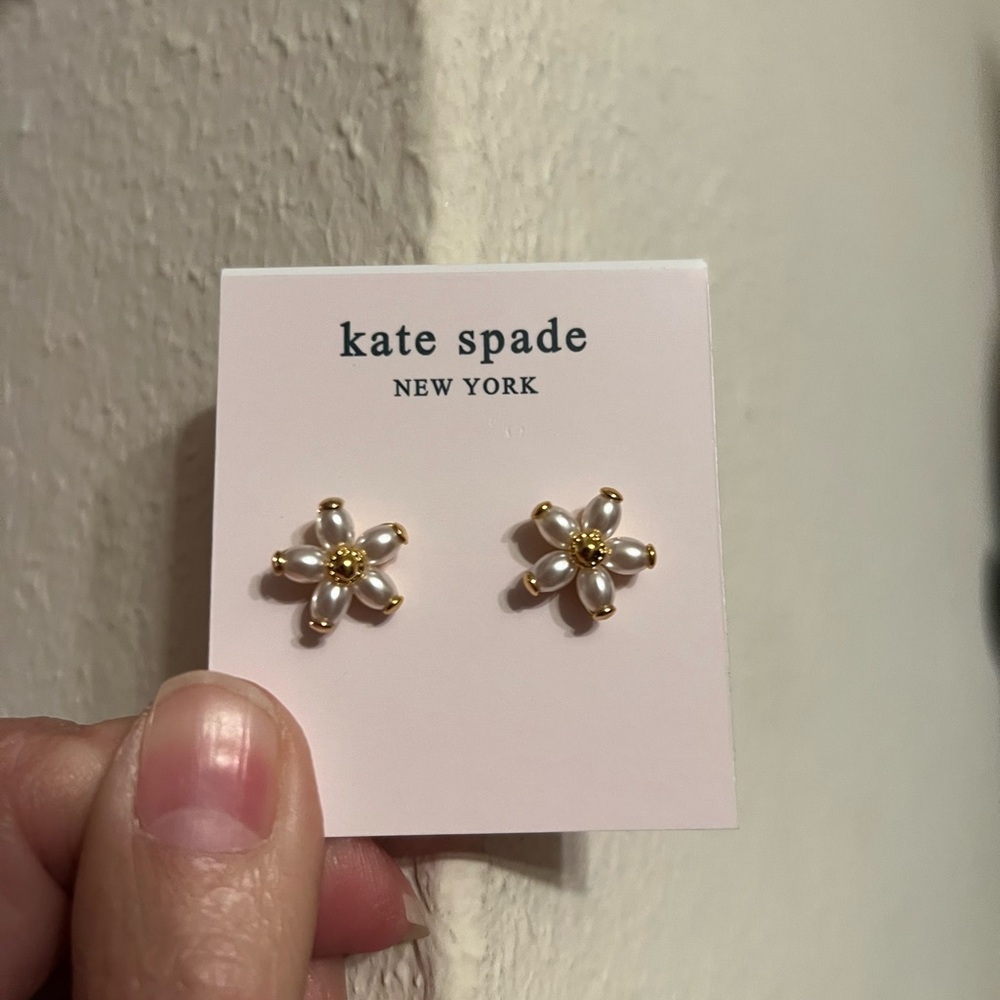 Kate Spade Gold and Pearl Floral Earrings
